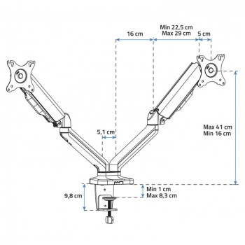 Support double écran ADVANCE ADV-ARM2 17 à 32" Noir